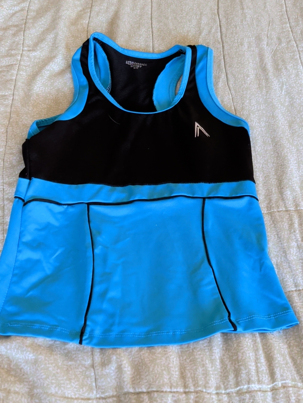 Women’s Racerback Athletic Tank Top - Black & Bright Blue